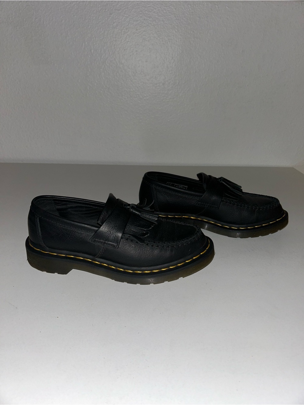 Dr. Martens Black Tassel Loafers with Yellow Stitching size women’s 7